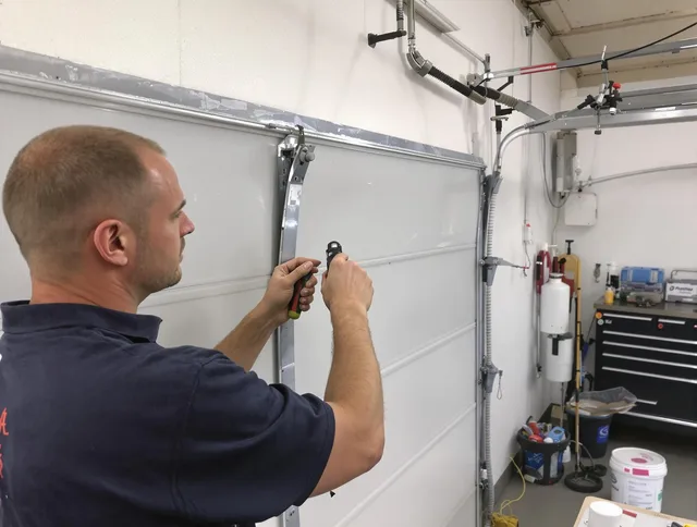 Before and after garage door dent repair by Menifee Garage Door Repair in Menifee