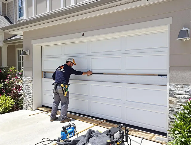 Menifee Garage Door Repair team performing complete garage door replacement at Menifee residence