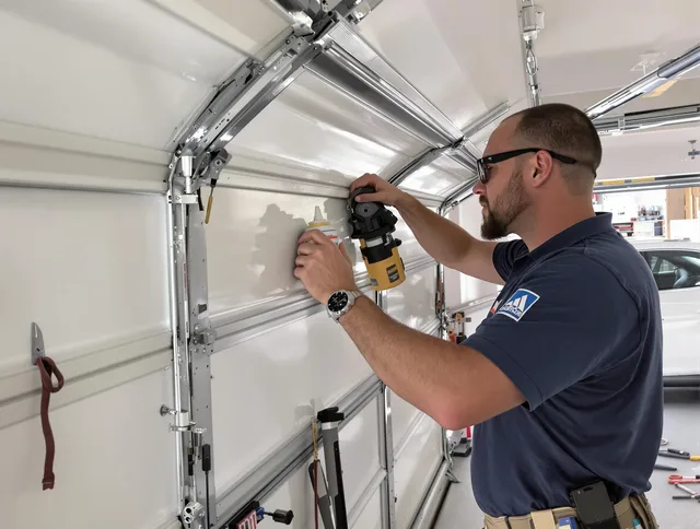Menifee Garage Door Repair technician quieting a noisy garage door in Menifee