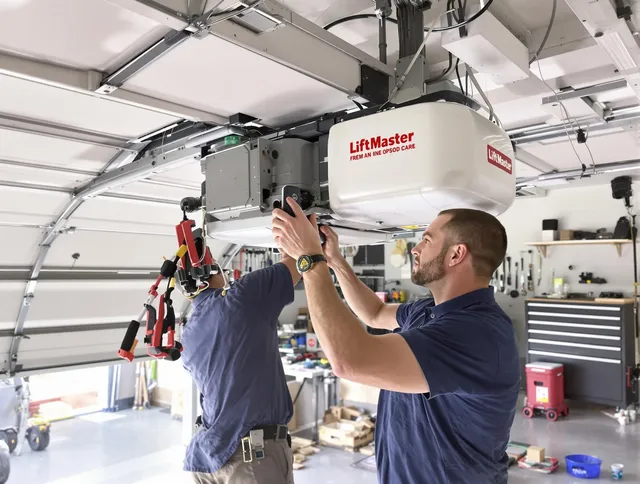 Menifee Garage Door Repair technician performing advanced diagnostics on garage opener in Menifee