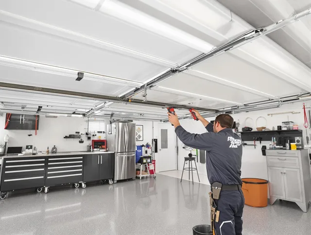 Overhead garage door repair service by Menifee Garage Door Repair in Menifee