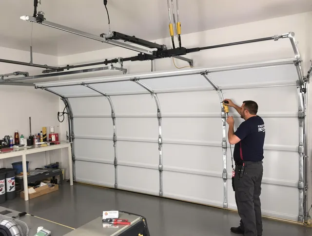 Menifee Garage Door Repair certified technician performing overhead door system repair in Menifee